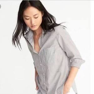 NWOT Old Navy llama striped button down